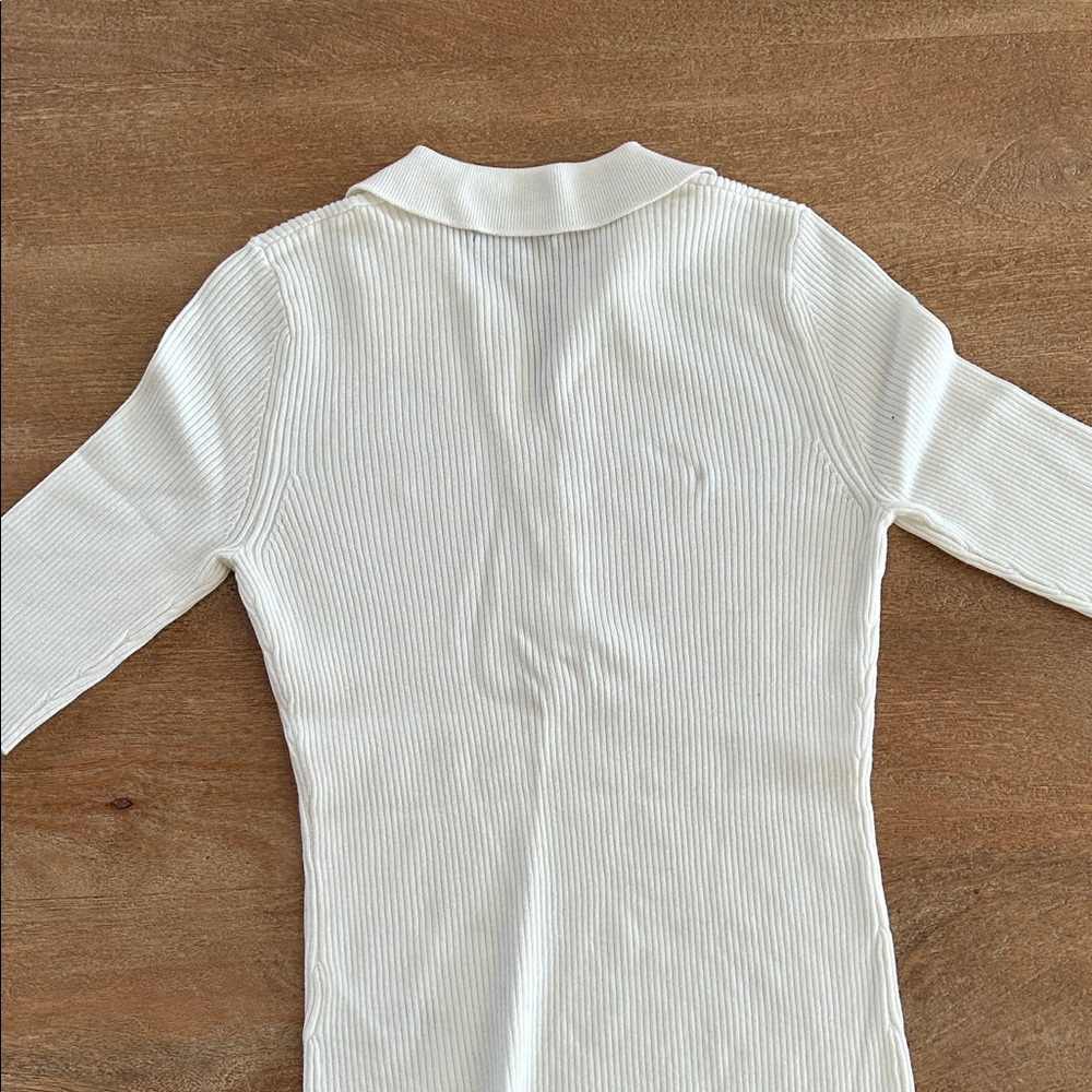 Dynamite White Ribbed Polo Top - Picture 6 of 6